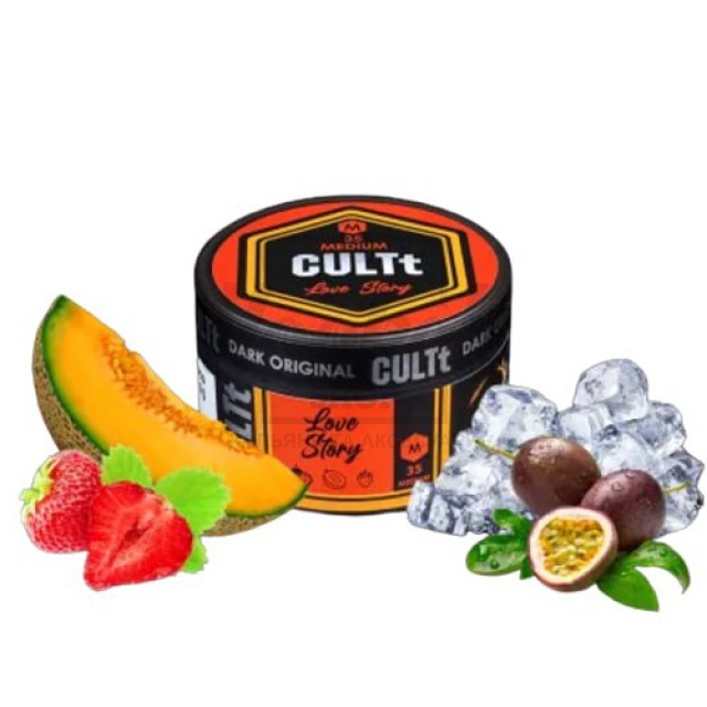 Табак CULT Medium M35 Love Story (Маракуя Дыня Клубника Лёд) 100гр