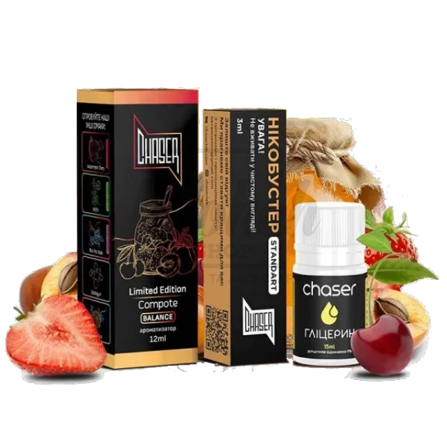 Жидкость Набор Chaser Black Compote (Абрикос Вишня Клубника) 30мл 5%