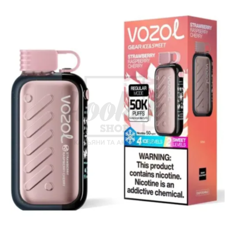 Електронна сигарета Vozol Gear 50000 Strawberry Raspberry Cherry (Полуниця Малина Вишня)