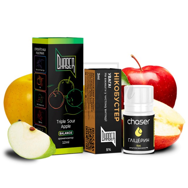 Рідина Набір Chaser Black Triple Sour Apple (Потрійне Кисло Яблуко) 30мл 5%