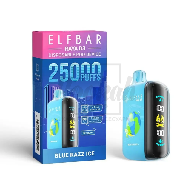 Электронная сигарета Elf Bar RAYA D3 25000 Blue Razz Ice (Голубой Лимонад Лед)