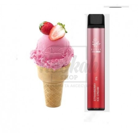 Електронна сигарета Elf Bar 1500 Ultra Strawberry Ice Cream (Полуничне Морозиво)