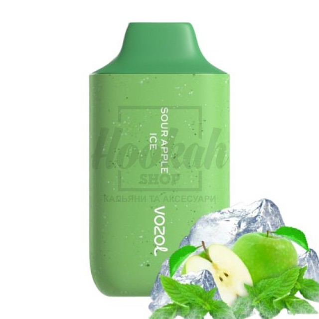 Электронная сигарета Vozol 6000 Sour Apple Ice (кислое яблоко лед)